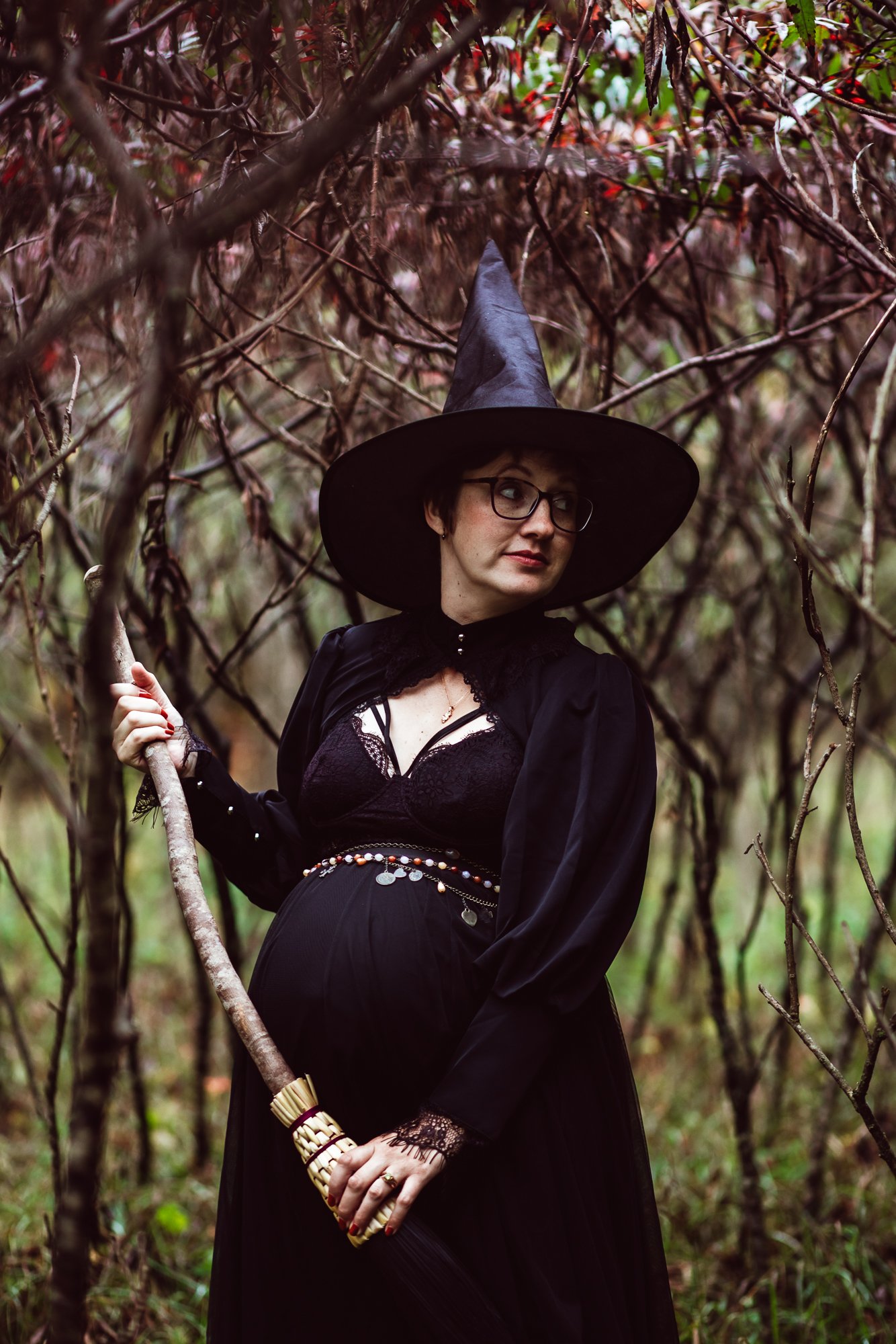 Witchy Maternity Session in Nature with Friends - Unique Maternity